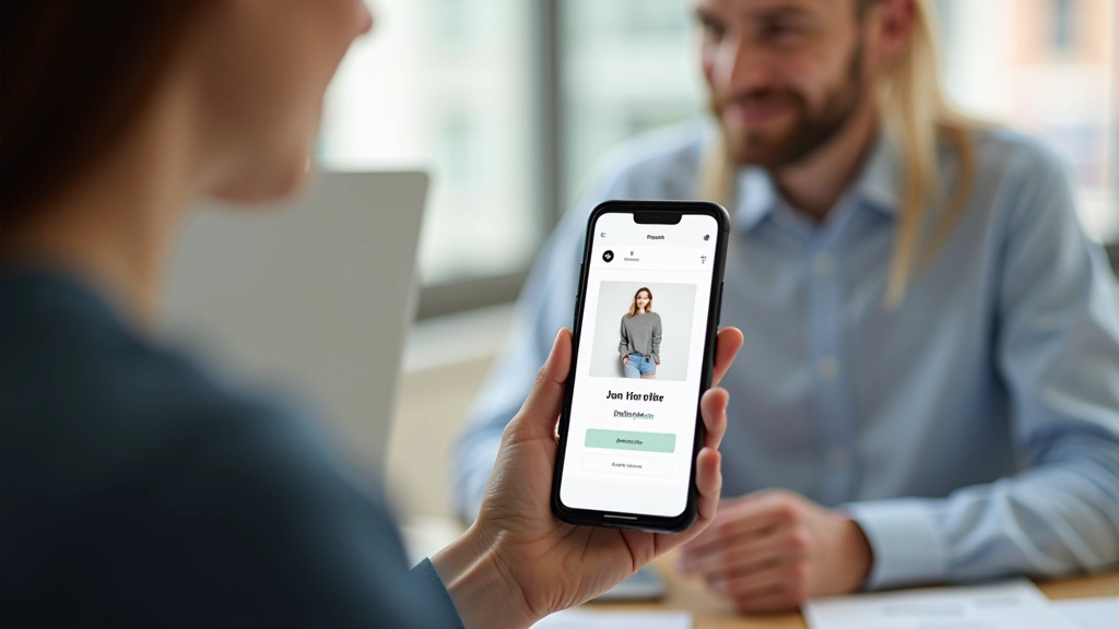 Telefoon met webshop product detail pagina en foto's van artikel