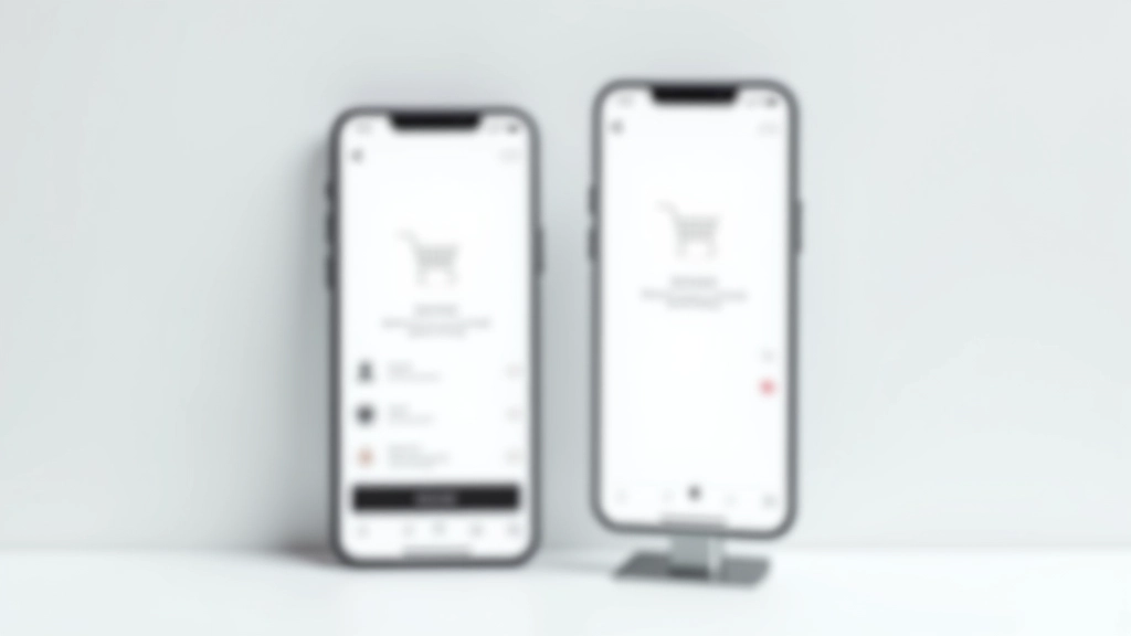 Twee smartphones naast elkaar, één toont smalle winkelwagen layout, ander toont mobiel geoptimaliseerde versie met stapel items